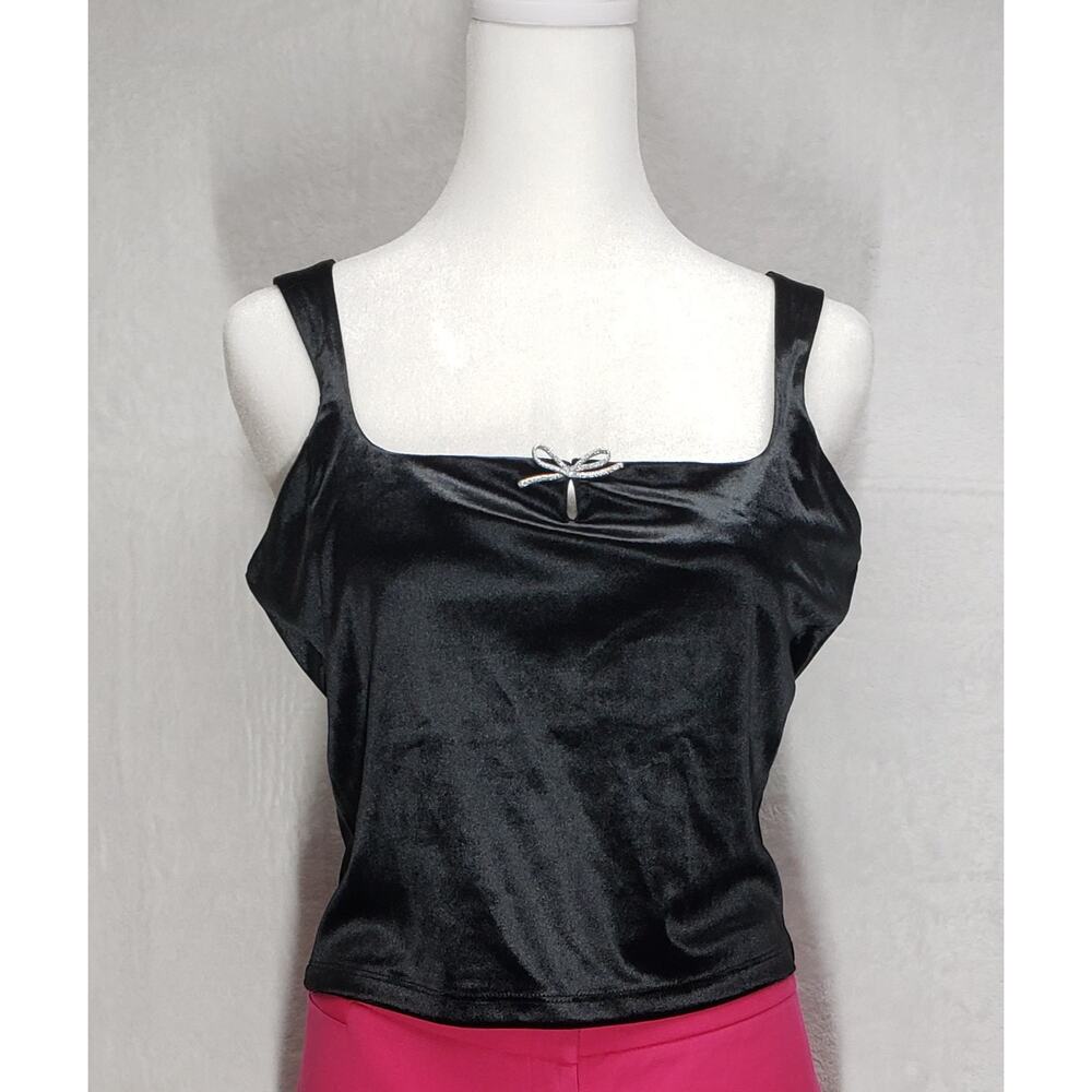 Womens M Wild Fable Velour Stretch Tank Square Neck  New Coquette Monochrome